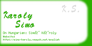 karoly simo business card